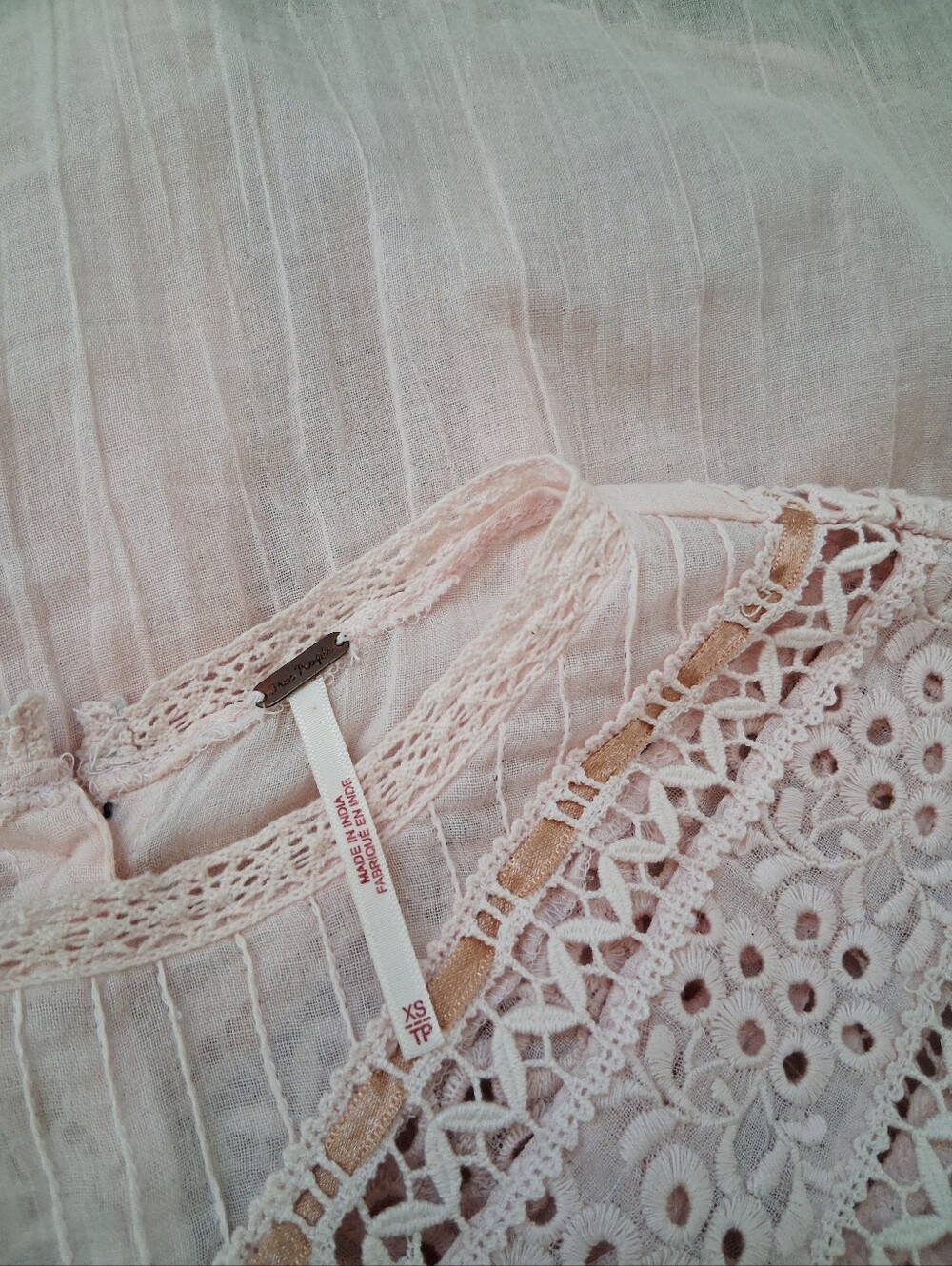 Free People Abigail Victorian Lace Blouse In Moon Cake - Picture 7 of 13